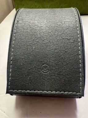 Vintage Movado Gray Textured Leather Watch Travel Case Empty , Used.